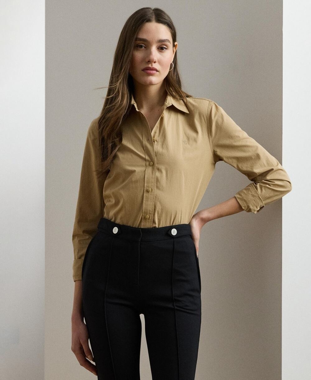 Lauren Ralph Lauren Women's Featherweight Cotton Shirt Tan Size XXL 2995